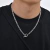 Stal Nierdzewna Naszyjnik z Zapięciem Toggle dla Mężczyzn Kobiet, 50cm Łańcuszek Figaro Link Collar, Klasyczny Rolo Chain Prezent
