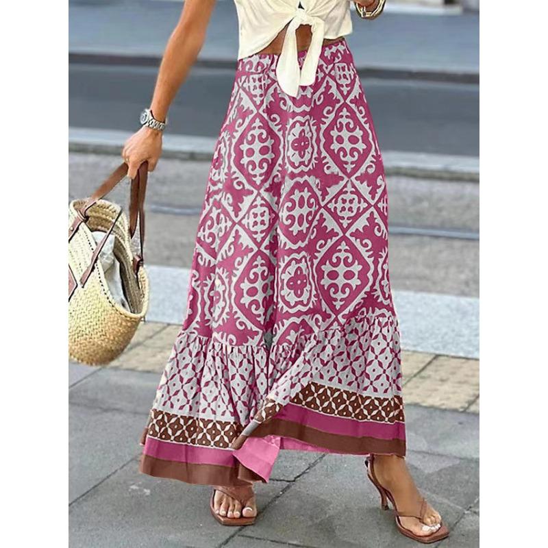 

Женская юбка летняя с принтом свободная юбка с лоскутным подолом XXXL розы красного