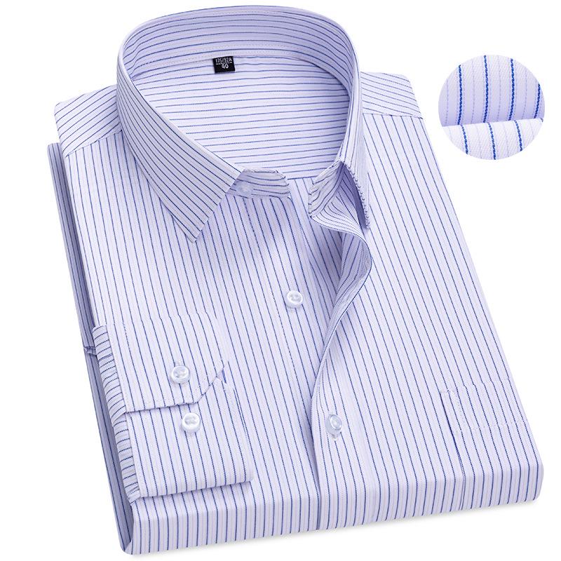 Men's Professional Striped Modal Long-Sleeve Shirt, Non-Iron, Casual Business Wear for Spring and Autumn