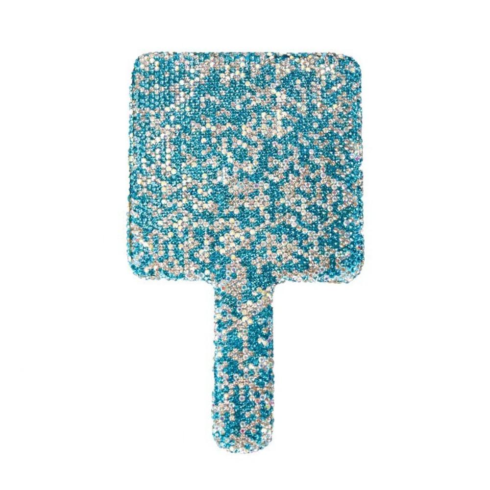 Зеркало для макияжа со стразами, квадратное/круглое, ручное, косметическое зеркало в форме сердца, женское Blue-Square