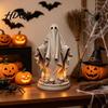 Living Room Ghost Decor Halloween Figurine, Spooky Resin Skulls Statue for Figurine Tiered Tray Home Table Centerpiece, Party Supplies
