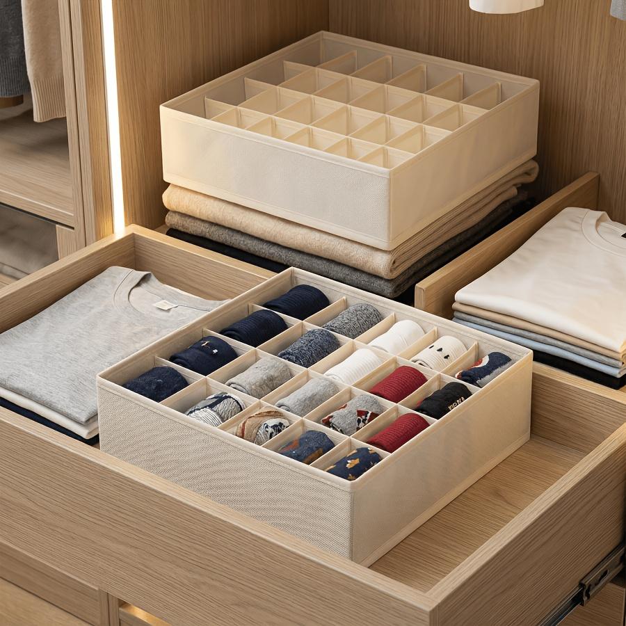 24 Fächer Faltbarer Socken-Organizer Teiler Stoff Schrank Schublade Aufbewahrungsbox Für Haushalt Socken Krawatten Verwaltung