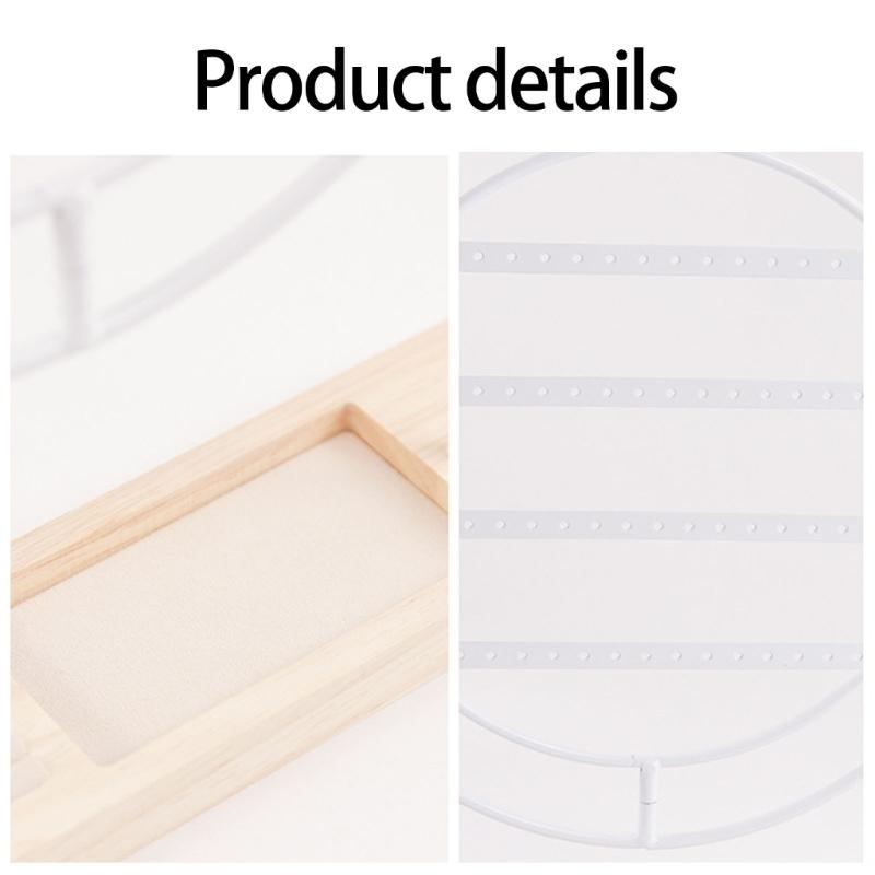 Modern Farmhouse Earring Display Stand With Wood Base Metal Frame Jewelry Organizers For Home Store Wedding Gift