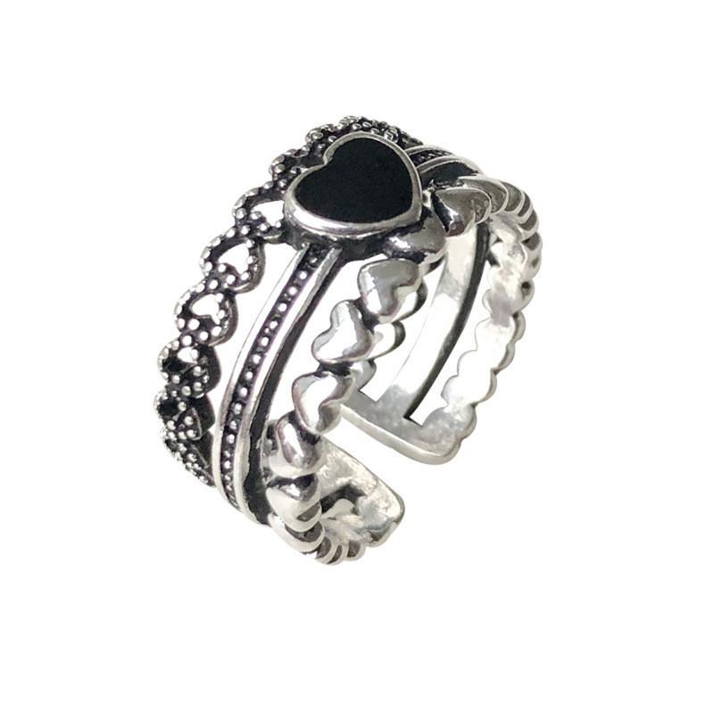 Elegant Copper Heart-themed Finger Ring For Women With Chic Adjustable Fit