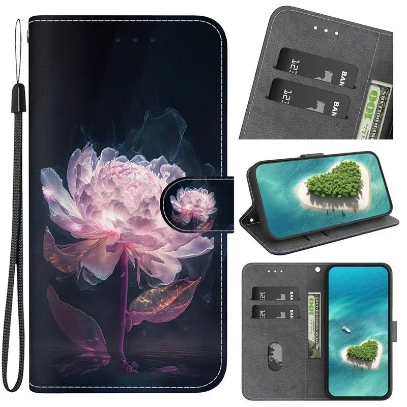 New Painted Case for Xiaomi Poco M6 X6 C65 Pro Wallet Case Xiomi Mi PocoM6 PocoX6 Pro PocoC65 Cartoon Flower Leather Book Cover
