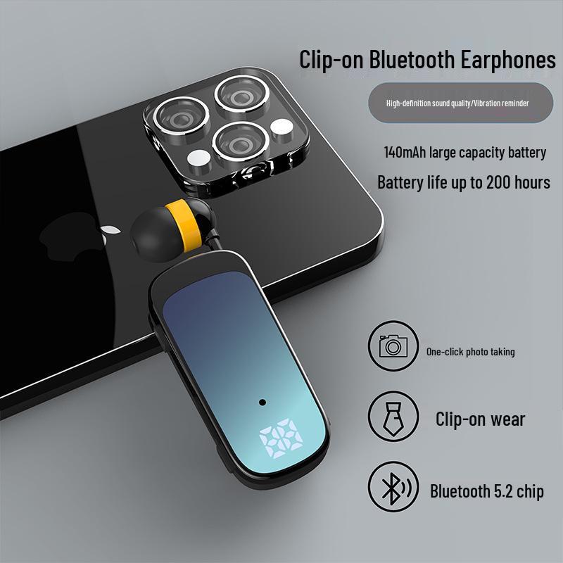 K65 Single-Ear Clip-On Bluetooth Sports Headset: Retractable, Noise-Canceling, Long Standby, Call Vibration.
