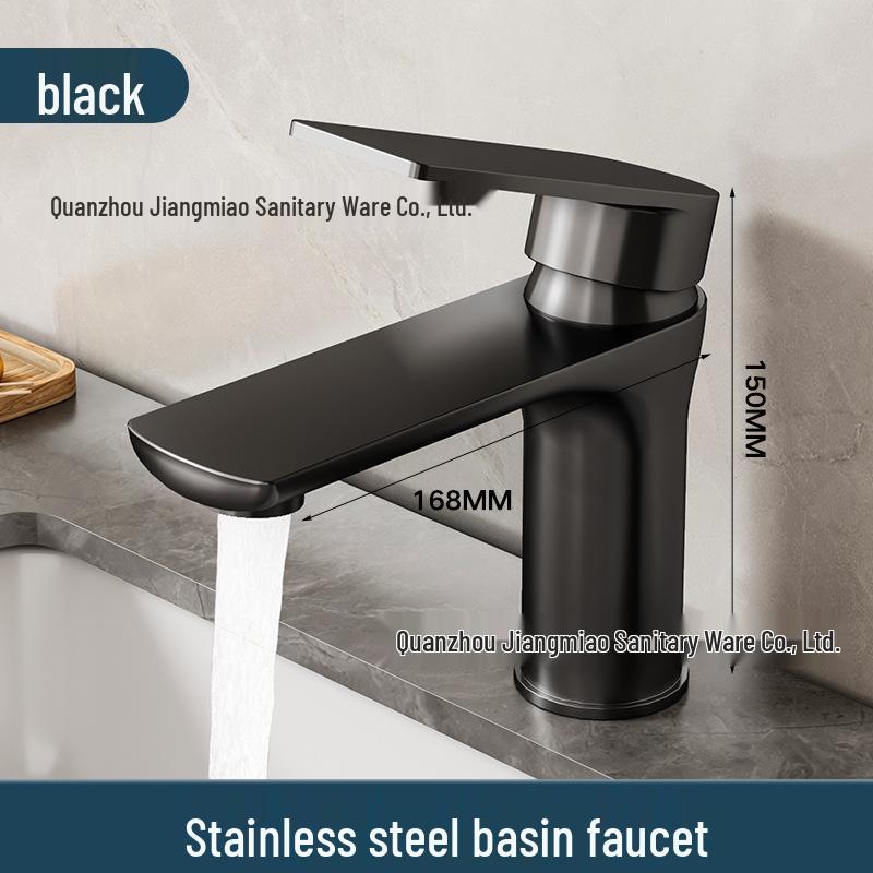 Thickened Stainless Steel Basin Faucet for Home Use - Hot & Cold Water Compatible