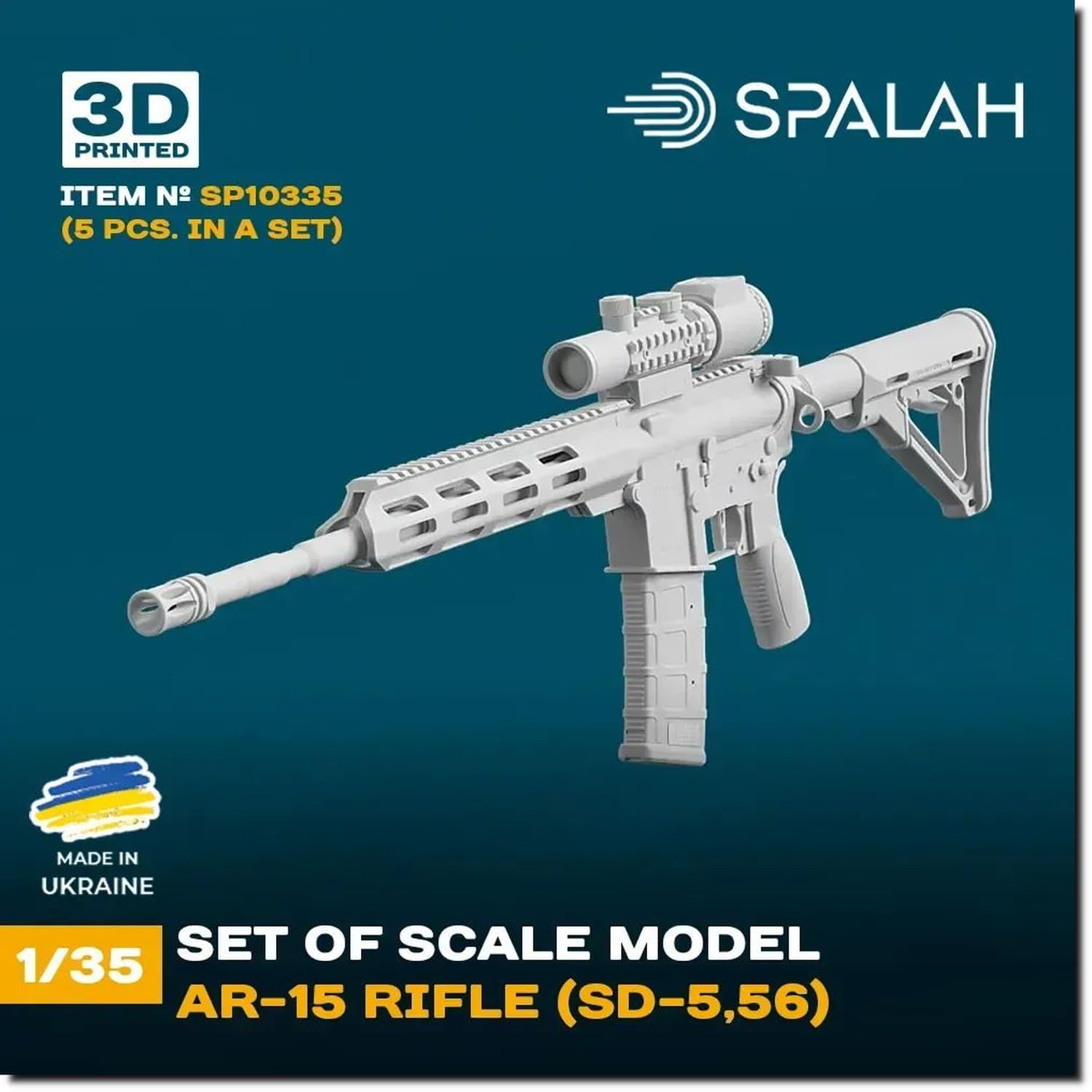 

Spallach Rifle Resin Kit SPU10335 1/35 AR-15 5-Piece (Military)