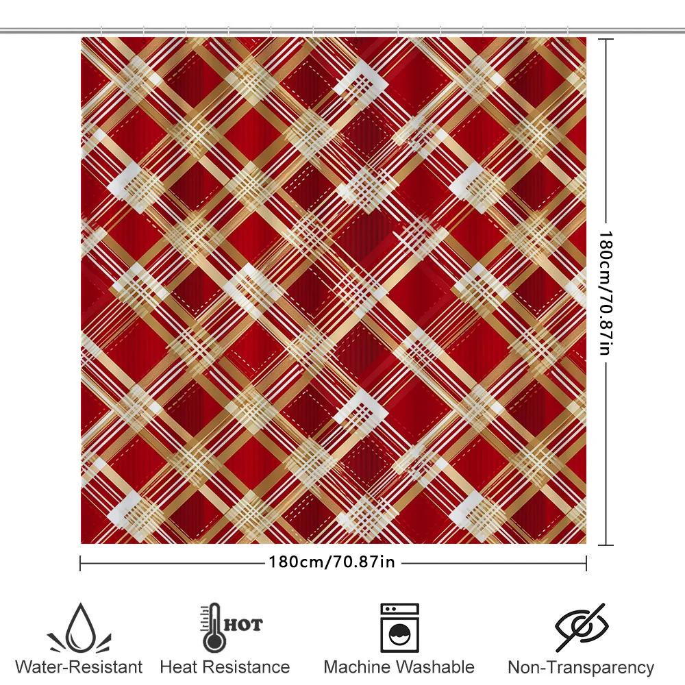 GAEGold Red Striped Bathroom Shower Curtain for Home Decor