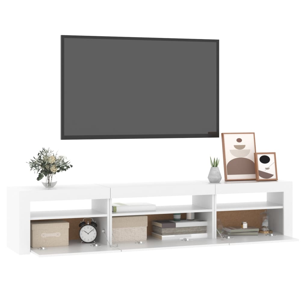 Vidaxl Szafka Pod Tv Z Oświetleniem Led, Biała, 195X35X40 Cm