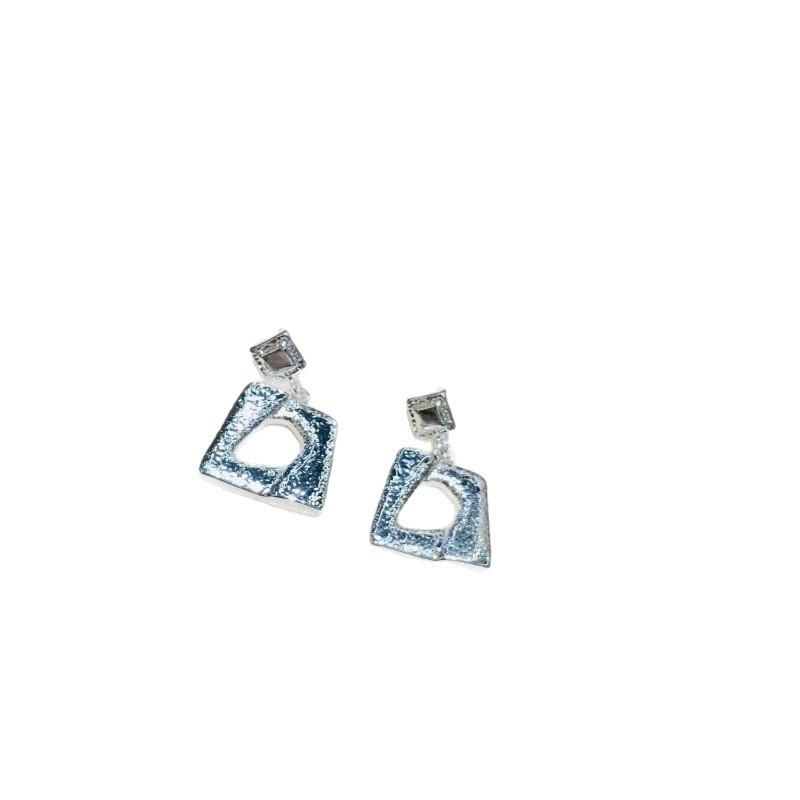 Vintage Matte Irregular Geometric Earrings for Women Blue Geometry Autumn Ear Accessory
