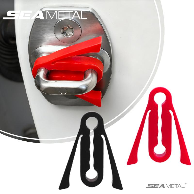 SEAMETAL Car Door Lock Shock Absorber Pad Silicone Strip Door Lock Buckel Protector Cover Sound Damper Buffer Deadener