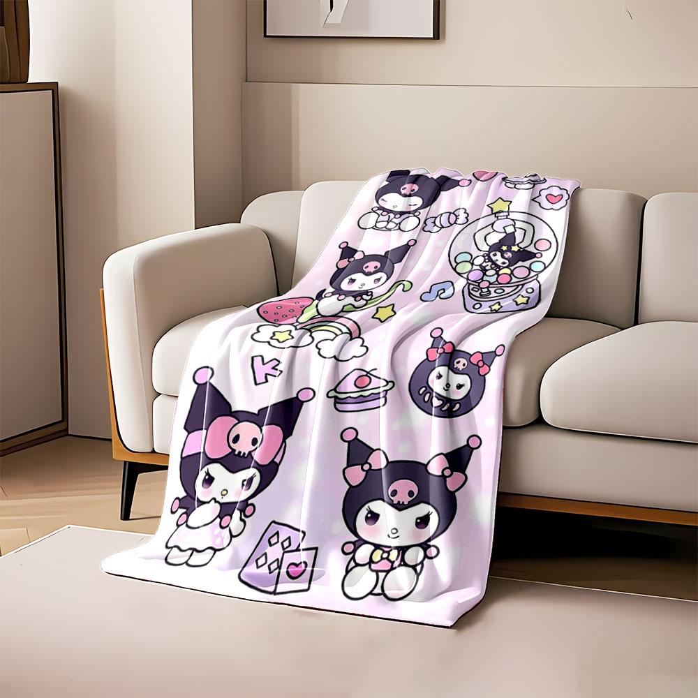 

The pattern features cartoon characters with black hats and pink skull motifs. for all seasons blanket lunch break throw gift 80cm x 120cm