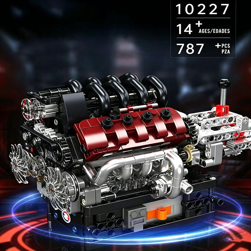 Mould King 10088 535pcs Technical Electrically Driven V8 Engine Building Block Model Kit For Adults Creative Assembly Brick Toys