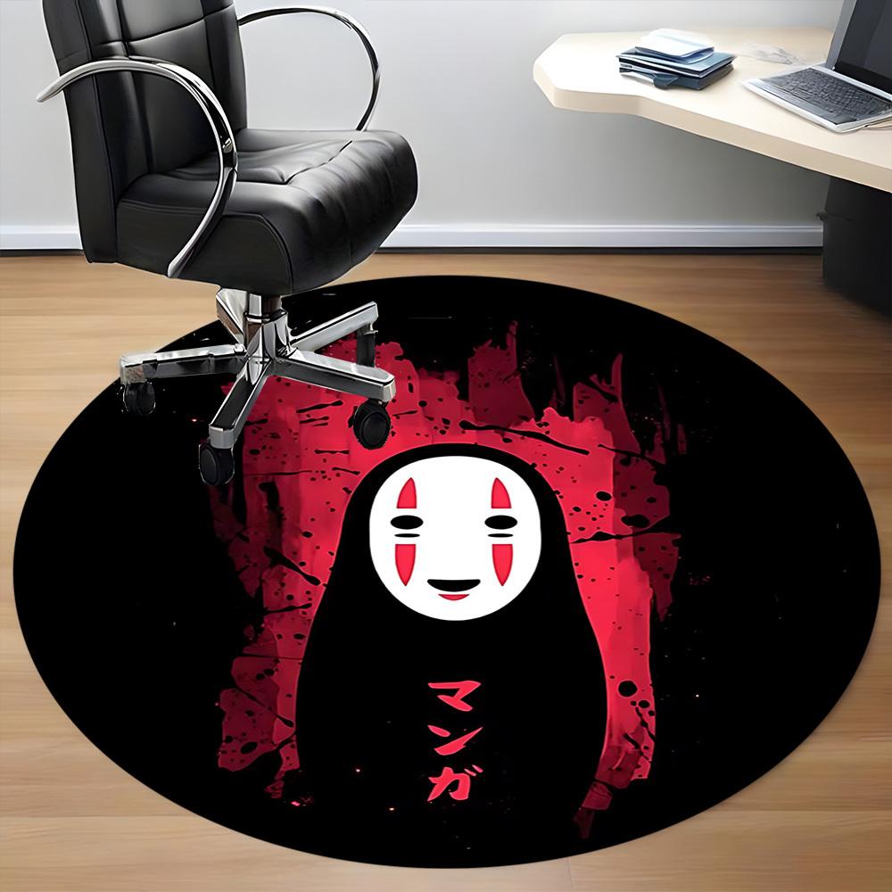 1pc Spirited Away No-Face Office Round Area Rug, Indoor Mat Suitable For Office,Bedroom Living Room Home Decor, Room Deco a0926101