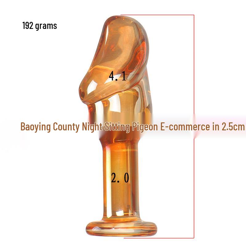 Large Brown Transparent Realistic Glass Dildo for Female Masturbation