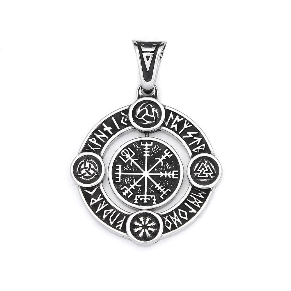 Nordic Vikings Rotate Rune Pendant Necklaces For Men 316L Stainless Steel Viking Compass Necklace Fashion Amulet Jewelry Gifts