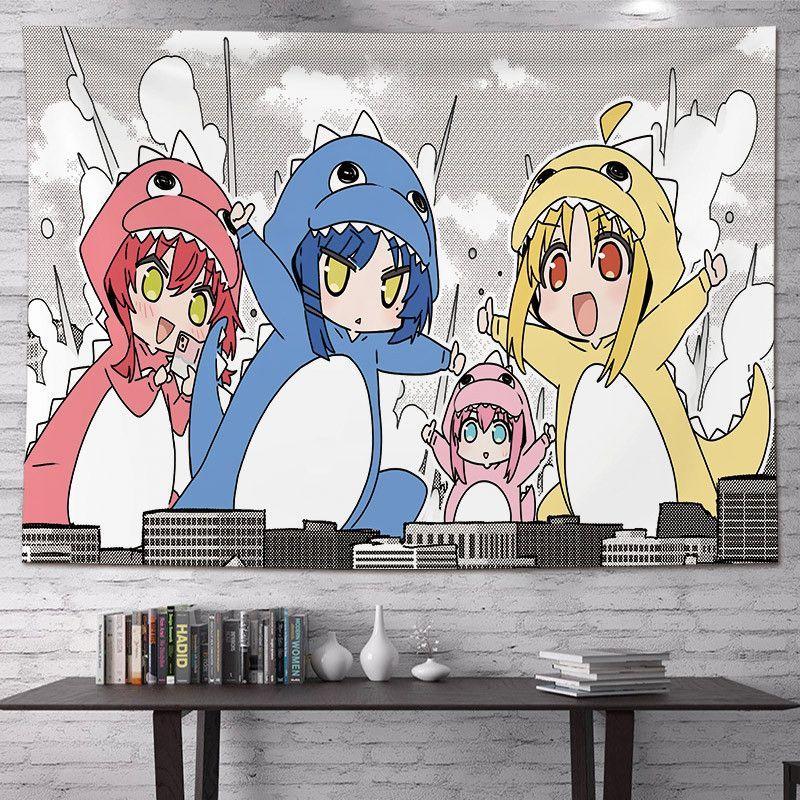 Bocchi The Rock Anime Wall Tapestry Four Girls Crosswalk Band Manga Home Decor Durable Thick Soft Cozy Aesthetic Gift