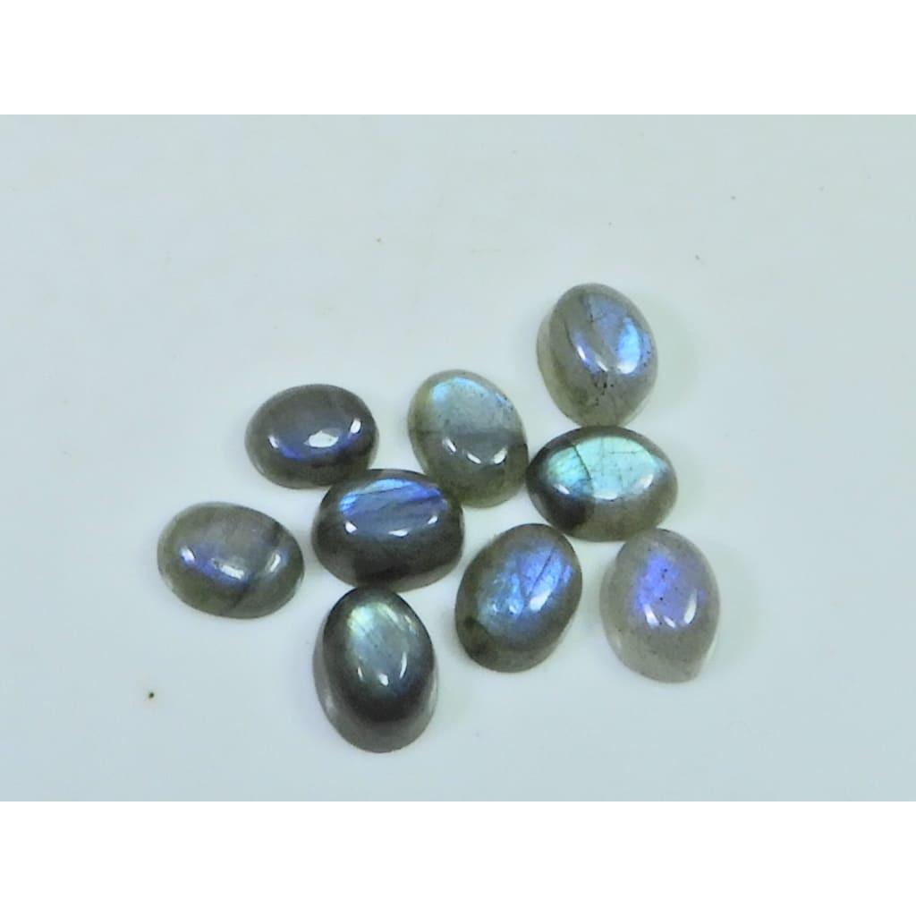 6X8MM Natural Labradorite Blue Fire Oval Cabochon Loose Gemstone 09Pcs Lot C-1080