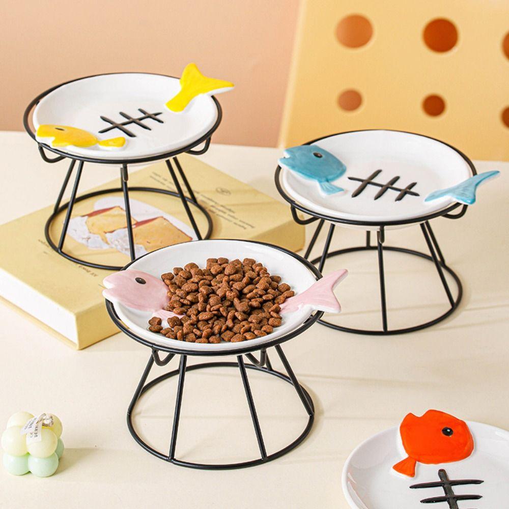 Ceramic Pet Food Water Bowl Cute Raised Pet Feeder Easy To Clean Pet Food Dispenser Pet Supplies