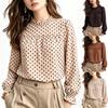 Women's Casual Printed Bell Sleeve Blouse with Ruffle Stand Collar