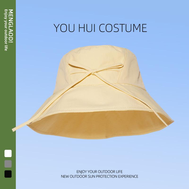 

Quick-drying bow bucket hat women s summer travel sunshade sunscreen basin hat big brim show face small travel beach hat Average size