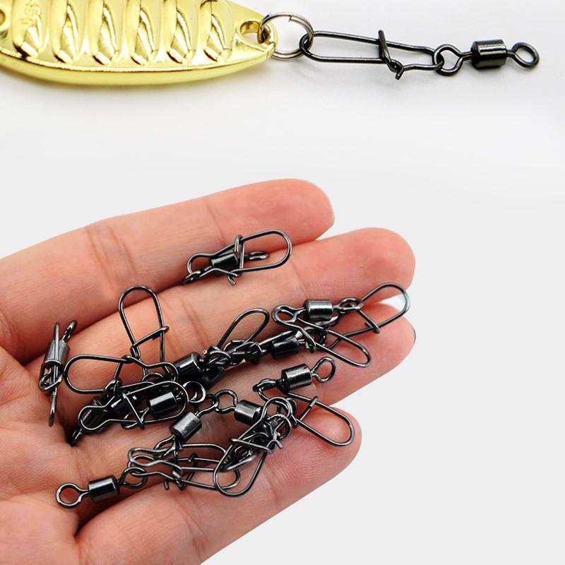40 Pcs Stainless Steel Fishing Connector Pin Bearing Rolling Swivel Snap In Box Fishing Tackle Accessories For Lure Hook
