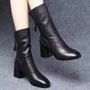 Fashion Autumn Winter Short Plush Ankle Boots Women Fashion Zipper Thick Heels Boots Woman Pleated Pu Leather Short Booties Women Boots