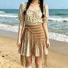 Hollow Out Boho Waist Belt Mesh Material Handwoven Waist Belt Ethnic Waist Belt  Jeans Waistband
