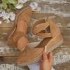 Sandali con zeppa chiusi davanti da donna Sandali tinta unita Scarpe con fascia elastica a punta Scarpe eleganti e comode da donna