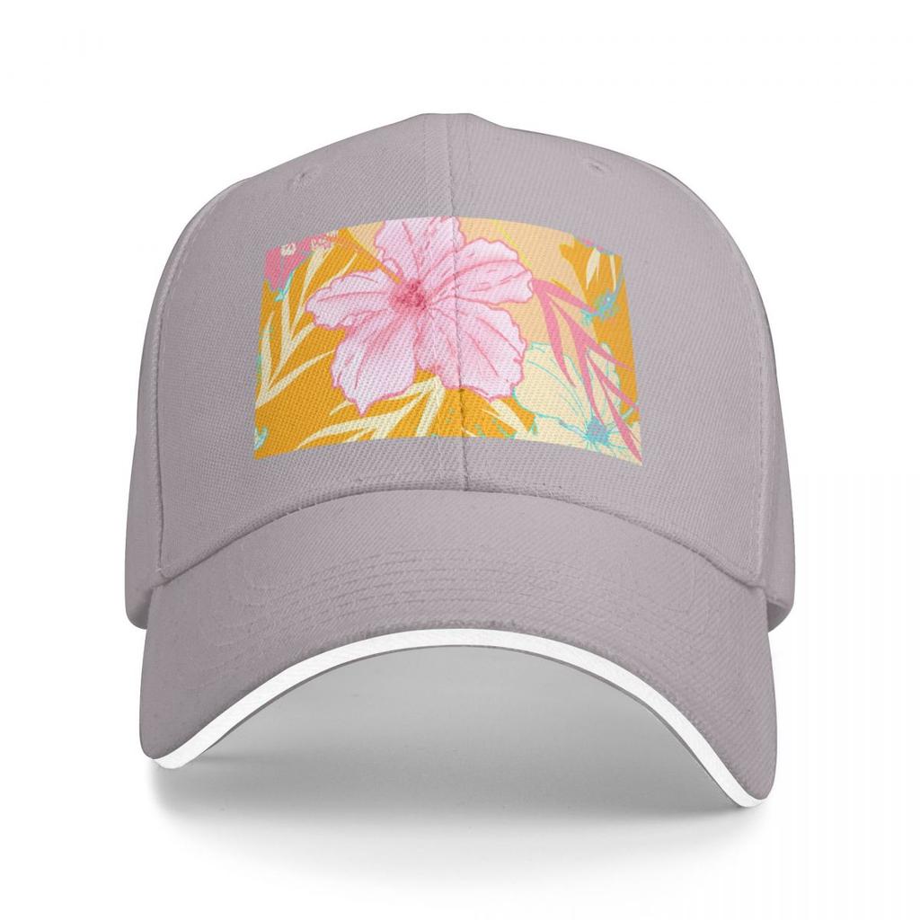 Tropical Island Hibiscus Flowers and Monstera leaves Baseball Cap Fishing cap Military Tactical Cap Golf Women Unisexs