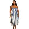 In Stock, European and American Women's Clothing Summer New Fashionable and Elegant Suspender Tube Top Striped Pendulum Dress