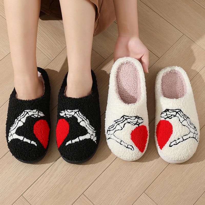 Fashion Winter Fashion Women Keep Warm Short Plush Slip On Platform House Slippes Men Couples Halloween Plus Size Cotton Shoes 2025