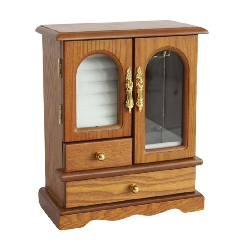 Multifunctional Jewelry Holder Fashion Accessories Storage Box Wood Texture Suitable for Dressing Table or Closet