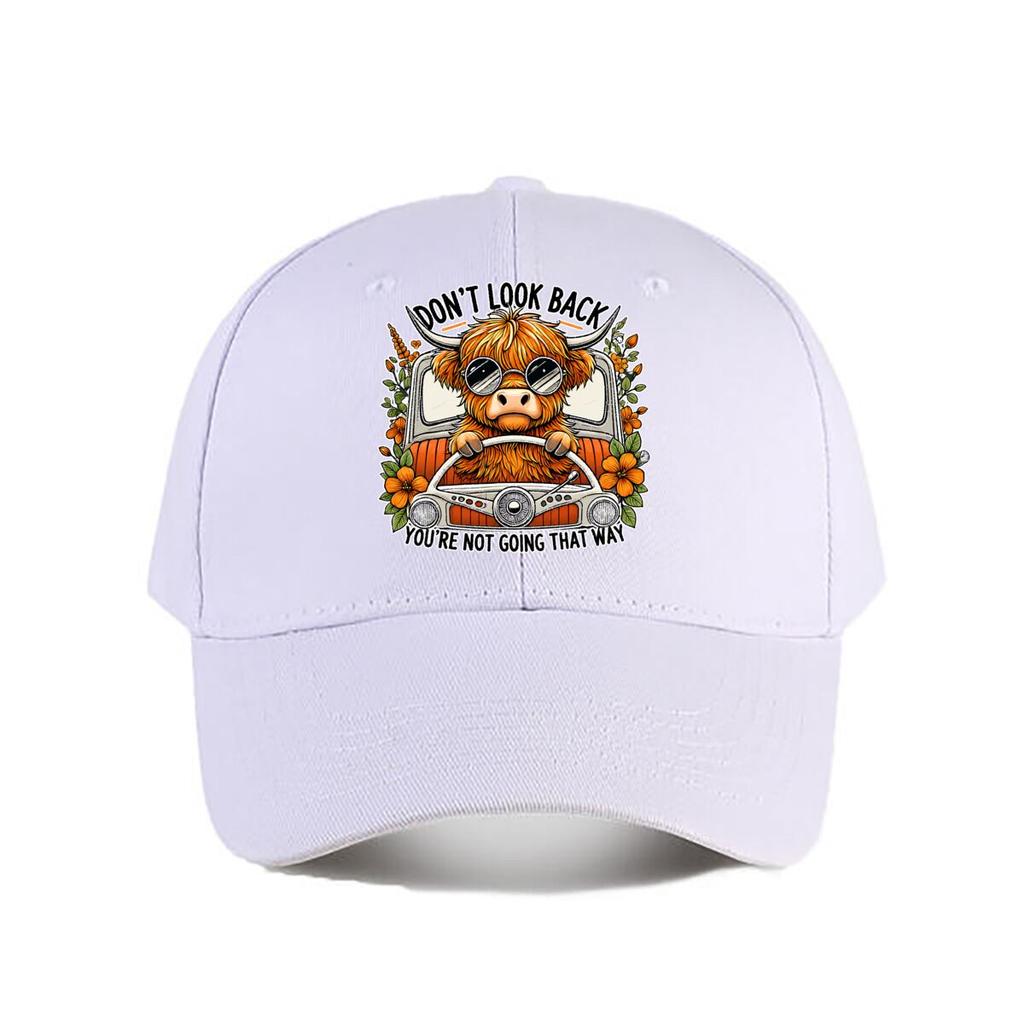 Funny Highland Cow Vintage Graphic Baseball Cap Fashion Unisex Sunhat Womens Outdoor Sports