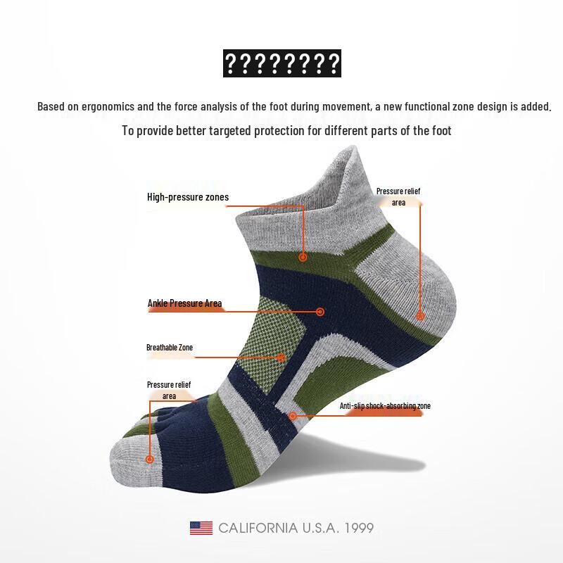 TFO Herren Atmungsaktive Fünf-Finger-Wandersocken für den Außenbereich
