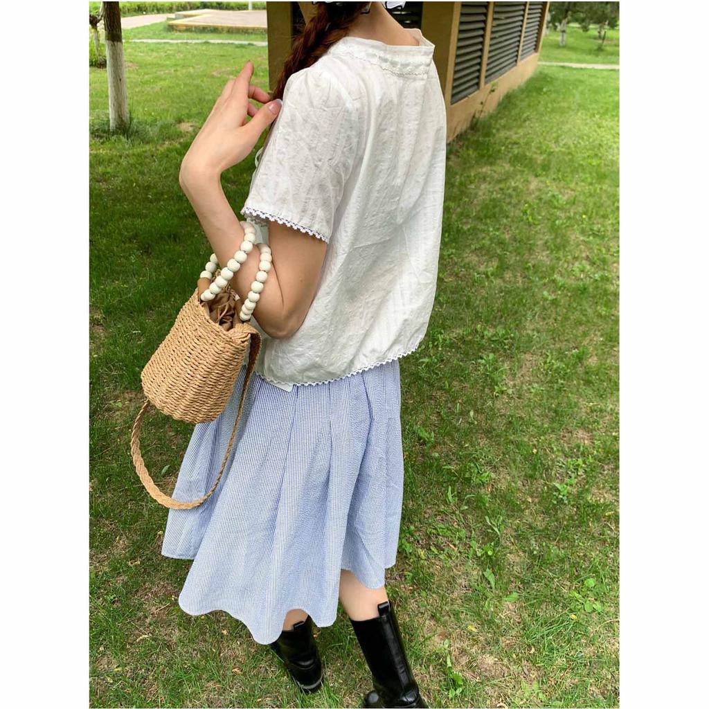 Beaded Hand-woven Bag for Women 2026 New All-match Small Fresh Leisure Beach Bag Crossbody Bucket Bag