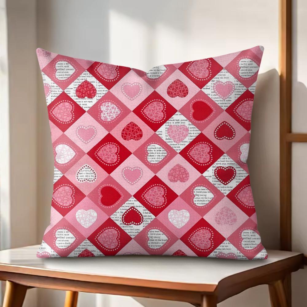 Valentines Day Cushion Cover Natural Linen Organic Fabric DoubleSided Printing Couch Pillow Covers Home Decor