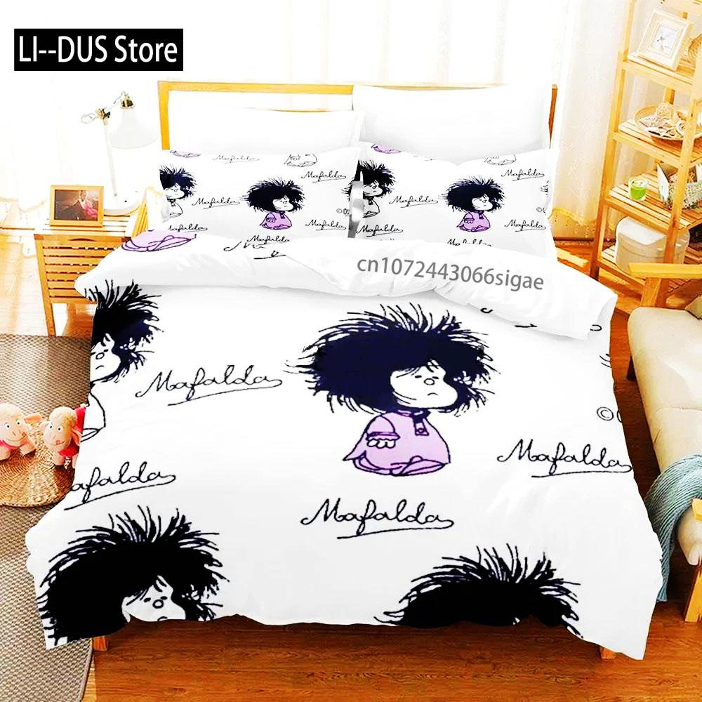 Mafalda Boys Bedroom Bedding Single Twin Full Queen King Size Aldult Duvetcover 3D Anime Bed Sheet Set 2024 Quilt Cover Pillowca