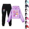 Peluş Uzun Kollu Pantolon Gevşek Kazak Kapşonlu Sweatshirt Seti Çocuklar İçin