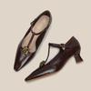 Fashion 2024 New Retro High Heels Women with A Line Fashion Pure Color Autumn and Winter Women Wear High Heels