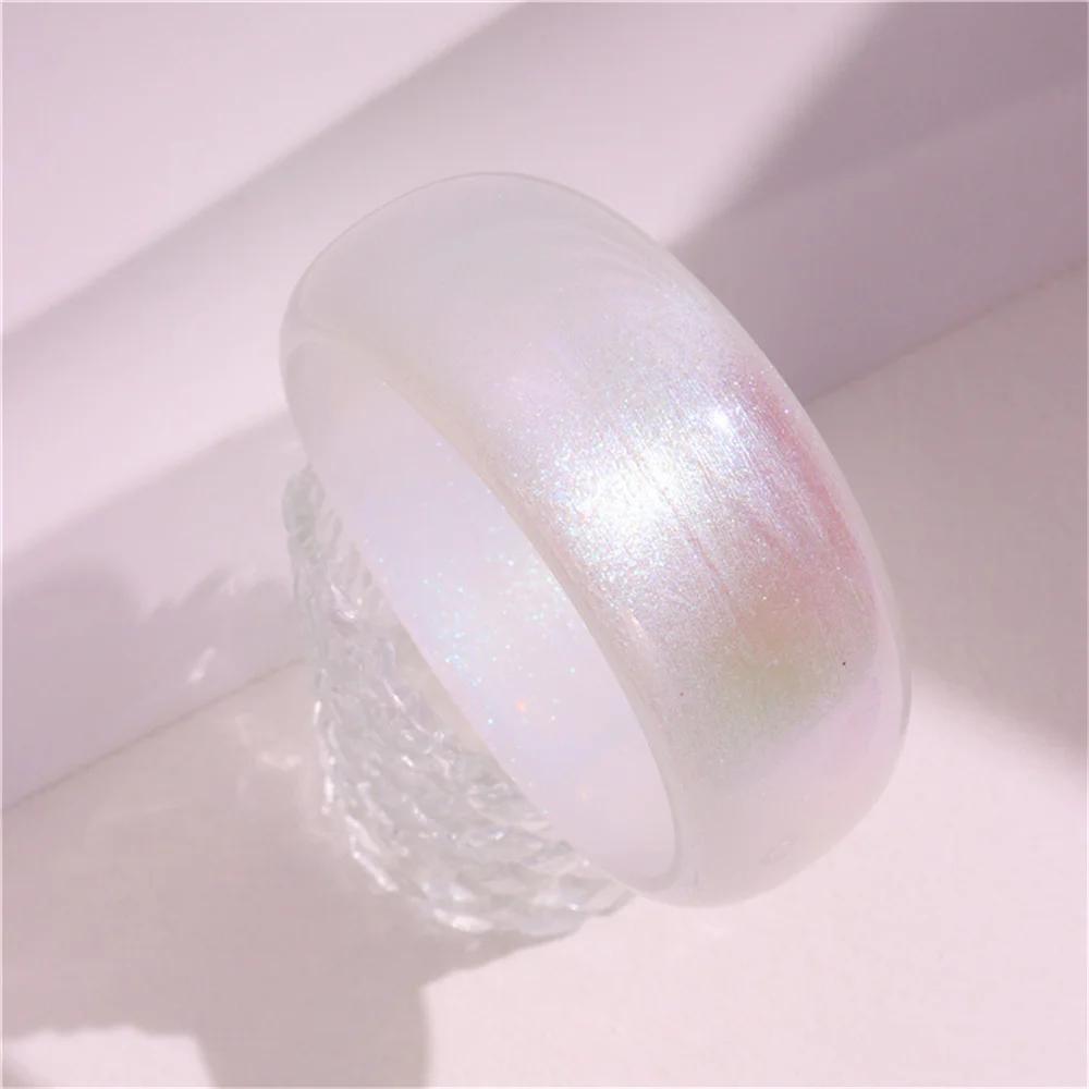

Round Jelly Colored Shiny New Powder Acrylic Bangle Exquisite Bracelet Simple Geometry Beautiful Wide Face Resin Trend Bracelet 70mm