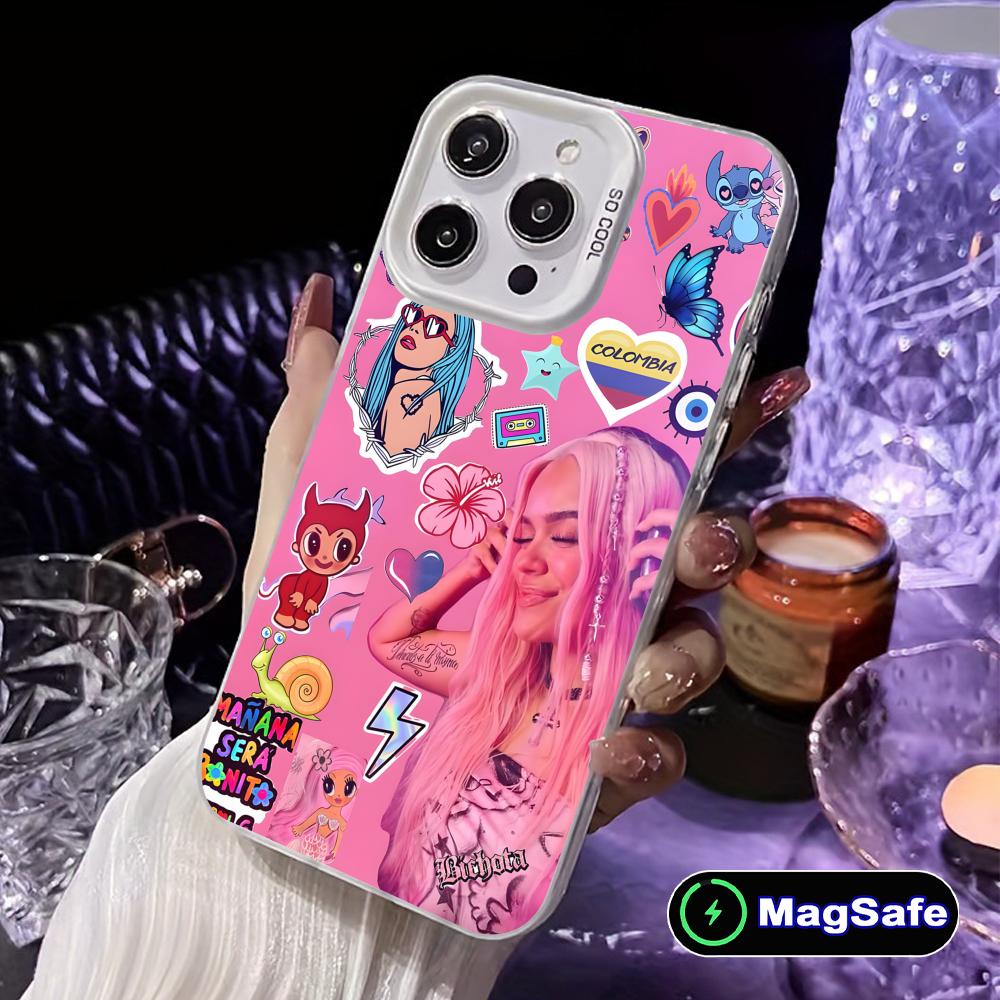 

Karol G Latino Mobile Cell Phone Case for iPhone 17 16 15 14 13 12 11 X XR XS 8 7 Air Pro Max Plus White Translucent Cover iPhone 14