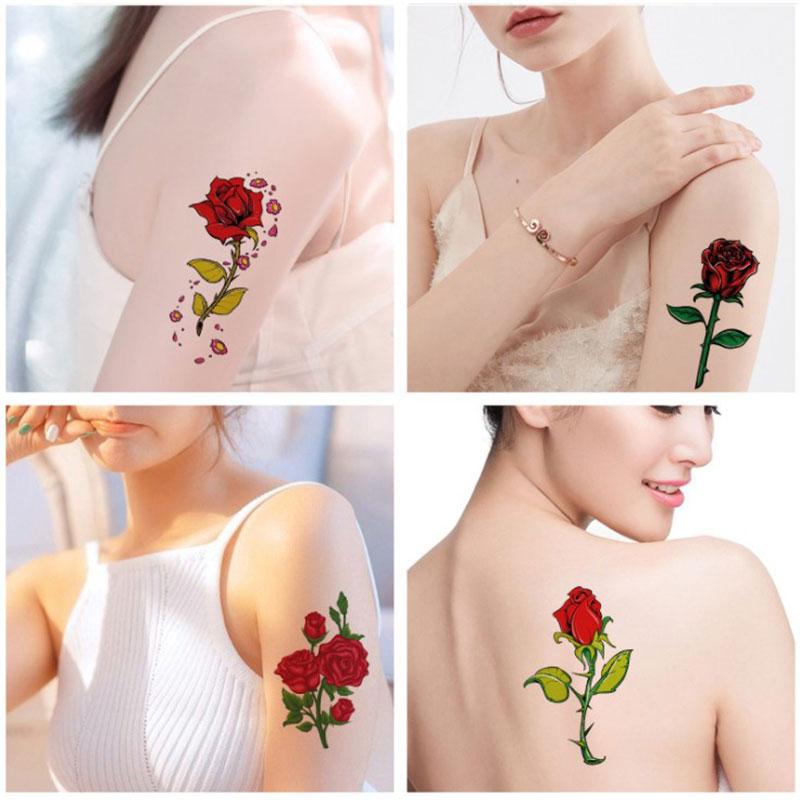 Waterproof Temporary Tattoo Stickers Beautiful Flower Rose Fake Flash Unisex