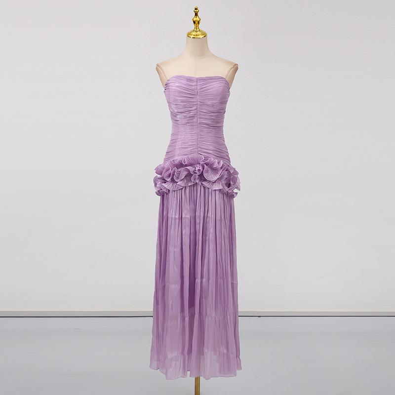 Ärmelloses Hochtaillen-Temperament-Schlauchtop mit plissiertem Abendkleid