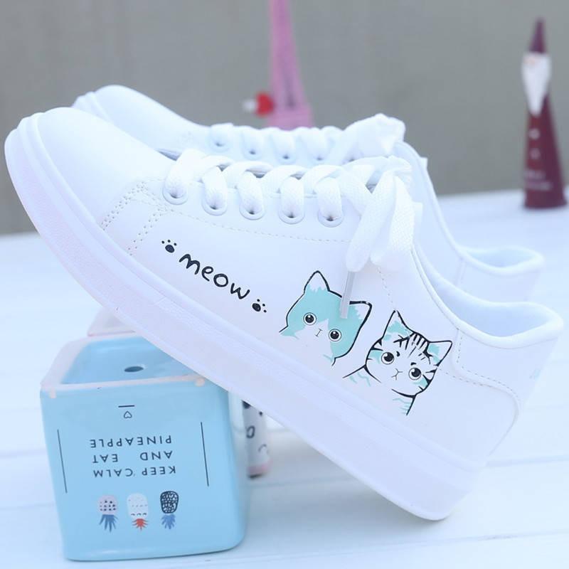 Shoes Women Running Spring Autumn Fashion White Breathable Embroidered Flower Lace Up Casual Sneakers Zapatos De Mujer