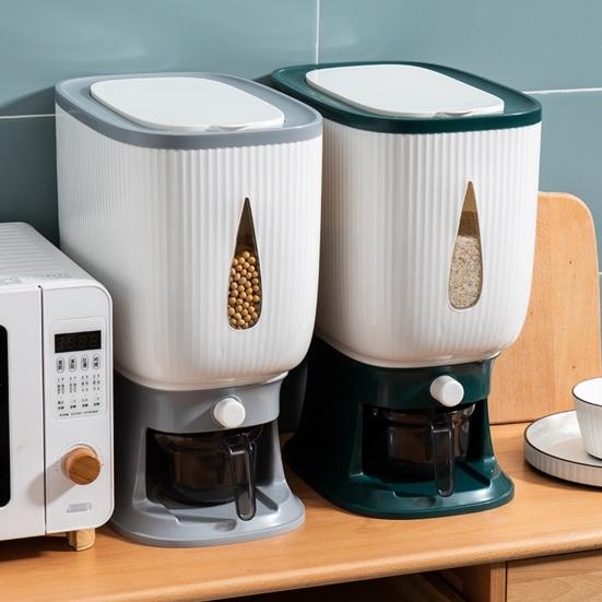 Distributeur de Riz Boîte de Rangement pour Riz Étanche à l'Humidité Capacité 10 kg Récipient Scellé pour Riz Ménager avec Tasse à Mesure pour Étagère de Cuisine Garde-manger