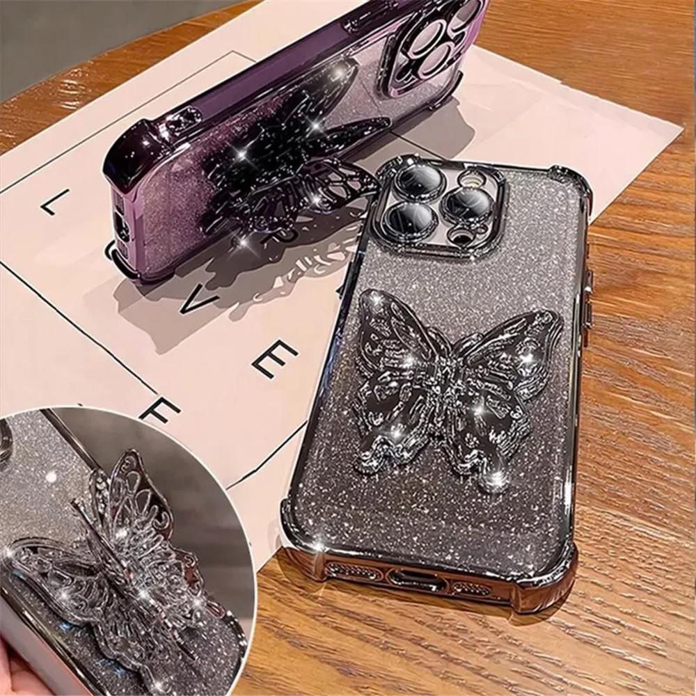 Pearl Bracelet Butterfly Stand Phone Case For Samsung A51 A31 A21S A50 A20 A30 A10S A70 A71 A11 M56 Glitter Shockproof Cover