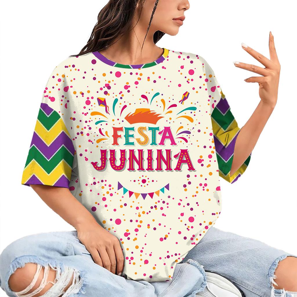 Summer Round Neck 3D Print Top Fashionable Casual Hip Hop Short Sleeved Women's T-shirts