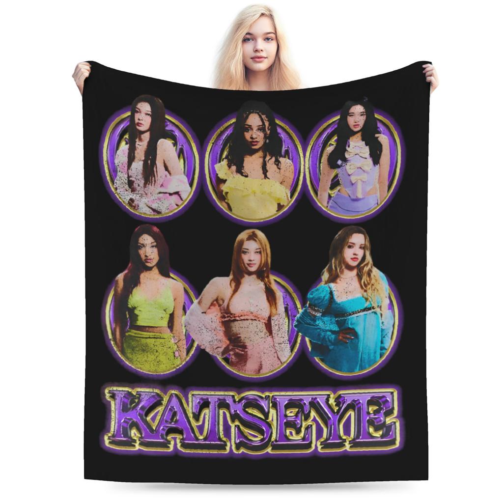 Katseye Kpop Gestrickte Decken Fleece Lara Manon Megan Leichte Überwurfdecke für Bettwäsche Sofa Bett Teppich
